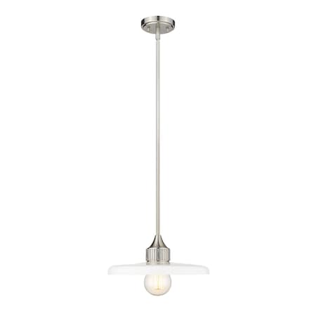 Z-Lite Paloma Pendant, 1-Light, 14 In.W x 6.25 In.H, Brushed Nickel/Gloss Opal 820P14-BN